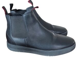 Fitflop Men Margan Chelsea Boots Black Waterproof Leather Slip Resistant Size 11